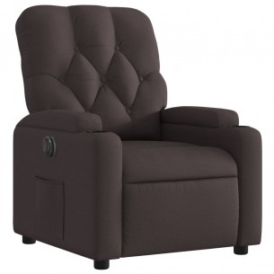 Fauteuil inclinable électrique Marron foncé Tissu