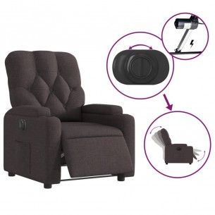 Fauteuil inclinable électrique Marron foncé Tissu