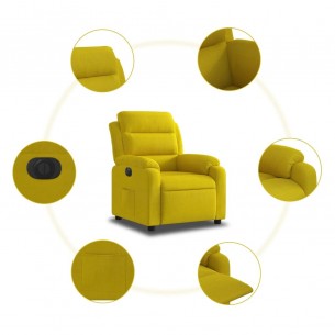 Fauteuil inclinable électrique jaune velours