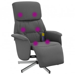 Fauteuil inclinable de massage et repose-pieds gris foncé tissu