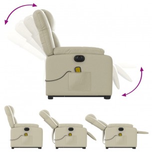 Fauteuil inclinable de massage électrique crème similicuir