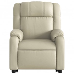Fauteuil inclinable de massage électrique crème similicuir