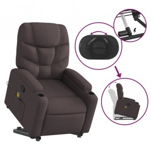 Fauteuil inclinable de massage Marron foncé Tissu