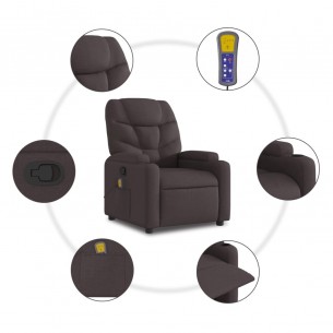 Fauteuil inclinable de massage Marron foncé Tissu
