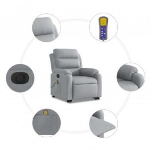 Fauteuil inclinable de massage électrique Gris clair Tissu