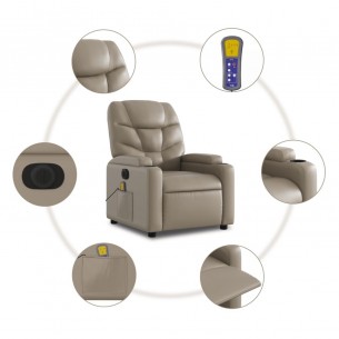 Fauteuil inclinable de massage électrique cappuccino similicuir