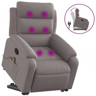 Fauteuil inclinable de massage Taupe Tissu
