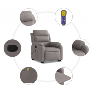 Fauteuil inclinable de massage Taupe Tissu