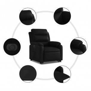 Fauteuil inclinable électrique noir similicuir