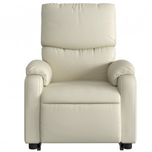 Fauteuil inclinable électrique crème similicuir