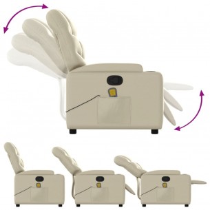 Fauteuil inclinable de massage Crème Similicuir