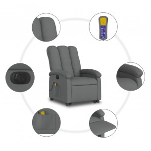 Fauteuil inclinable de massage électrique Gris foncé Tissu