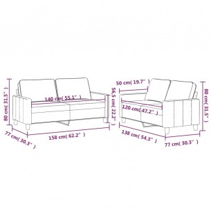 Ensemble de canapés 2 pcs avec coussins Vert foncé Velours