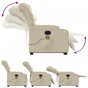 Fauteuil inclinable de massage électrique crème similicuir