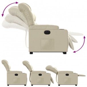 Fauteuil inclinable électrique crème similicuir