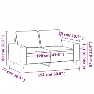 Canapé à 2 places Gris clair 120 cm Tissu