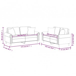 Ensemble de canapés 2 pcs avec coussins noir similicuir