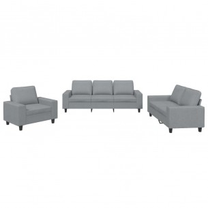 Ensemble de canapés 3 pcs gris clair tissu