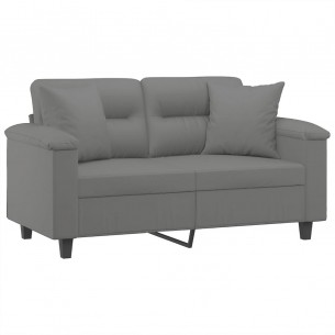 Canapé 2 places avec oreillers gris foncé 120 cm