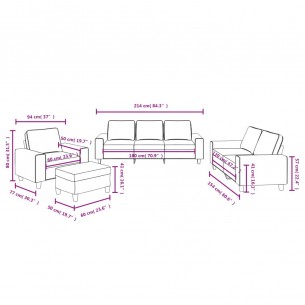 Ensemble de canapés 4 pcs jaune clair tissu
