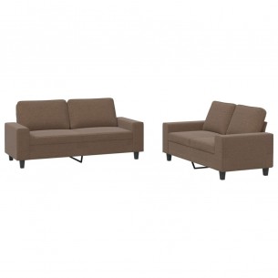 Ensemble de canapés 2 pcs marron tissu
