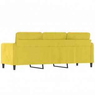 Canapé à 3 places Jaune 180 cm Velours