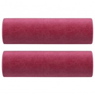 Canapé 3 places avec oreillers bordeaux 180 cm velours
