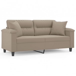 Canapé 2 places avec oreillers taupe 140 cm tissu microfibre