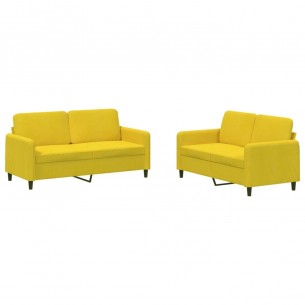 Ensemble de canapés 2 pcs jaune velours