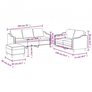 Ensemble de canapés 3 pcs avec coussins Jaune clair Tissu