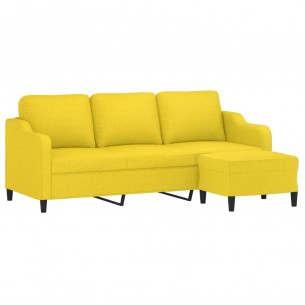 Canapé à 3 places avec repose-pieds Jaune clair 180 cm Tissu
