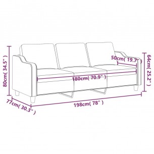 Canapé à 3 places Taupe 180 cm Tissu