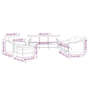 Ensemble de canapés 4 pcs avec coussins Jaune clair Tissu