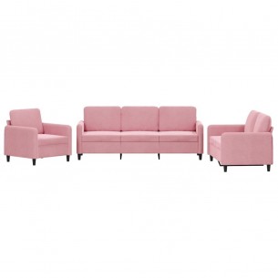 Ensemble de canapés 3 pcs rose velours