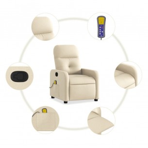Fauteuil de massage inclinable Crème Tissu