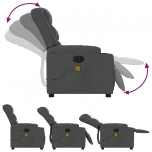 Fauteuil de massage inclinable Gris foncé Tissu