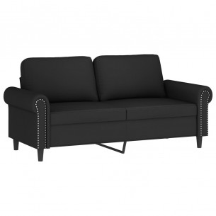 Canapé 2 places avec oreillers décoratifs noir 140 cm velours
