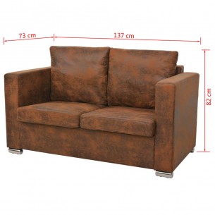 Ensemble de canapés 3 pcs Cuir daim synthétique
