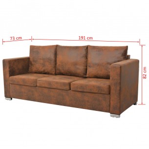 Ensemble de canapés 3 pcs Cuir daim synthétique