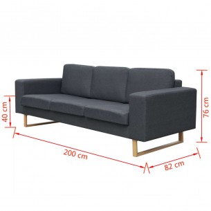 Canapé avec 3 places Tissu Gris foncé