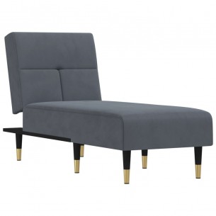Chaise longue gris foncé velours