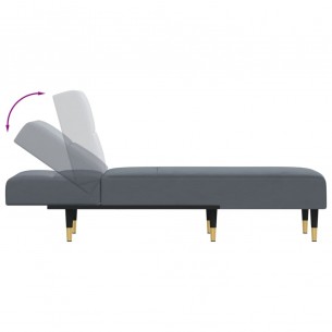 Chaise longue gris foncé velours
