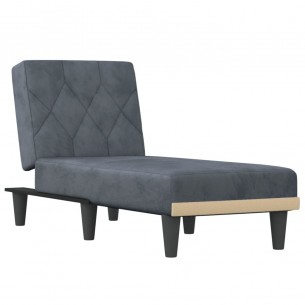 Chaise longue gris foncé velours