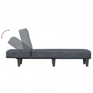 Chaise longue gris foncé velours