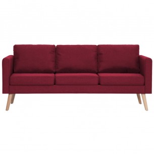 Canapé à 3 places Tissu Rouge bordeaux