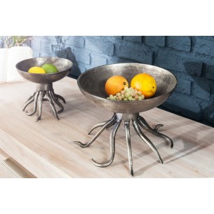 Bol de fruit 30 cm décoratif en aluminium argenté