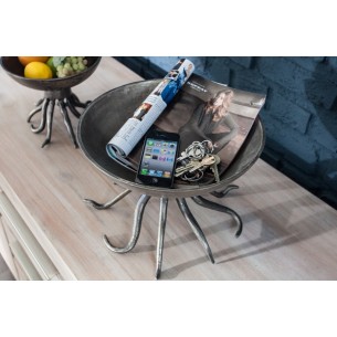 Bol de fruit 30 cm décoratif en aluminium argenté