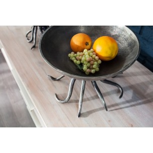 Bol de fruit 30 cm décoratif en aluminium argenté