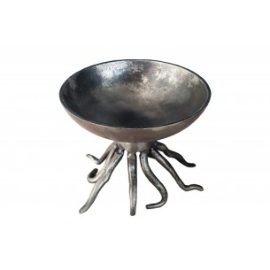 Bol de fruit 30 cm décoratif en aluminium argenté