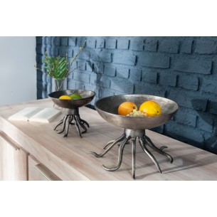 Bol de fruit 20 cm décoratif en aluminium argenté